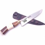 Faca Inox 7" Cabo em Chifre e Madeira com Bainha em Couro 1007 HF