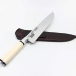 Faca Inox 8" Cabo em Osso com Bainha em Couro 1008 IO