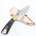 Faca Inox Curvada Campeira Picanheira Cabo em Chifre com Bainha em Couro 10 IM