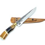 Faca Aço Carbono 9" Cabo em Madeira e Chifre com Bainha em Couro 2009 HFC