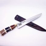 Faca Inox 10" Cabo em Chifre, Madeira e Osso com Bainha em Couro 2010 HFI