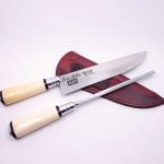Kit Faca Inox 8" e Chaira Cabos em Osso com Bainha em Couro 4008 IO