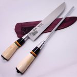 Kit Faca Inox 10" e Chaira Cabos em Osso e Chifre com Bainha em Couro 4010 ORS