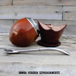 Coquinho Uruguaio para Chimarrão Suporte em Couro Personalizado Bocal em Metal Inox