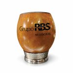 Cuia Coquinho Uruguaio Bocal Queimado Base em Metal - Imagem 2