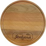 Tábua redondonda 34 cm com cava para escoamento sulco, churrasco pizza