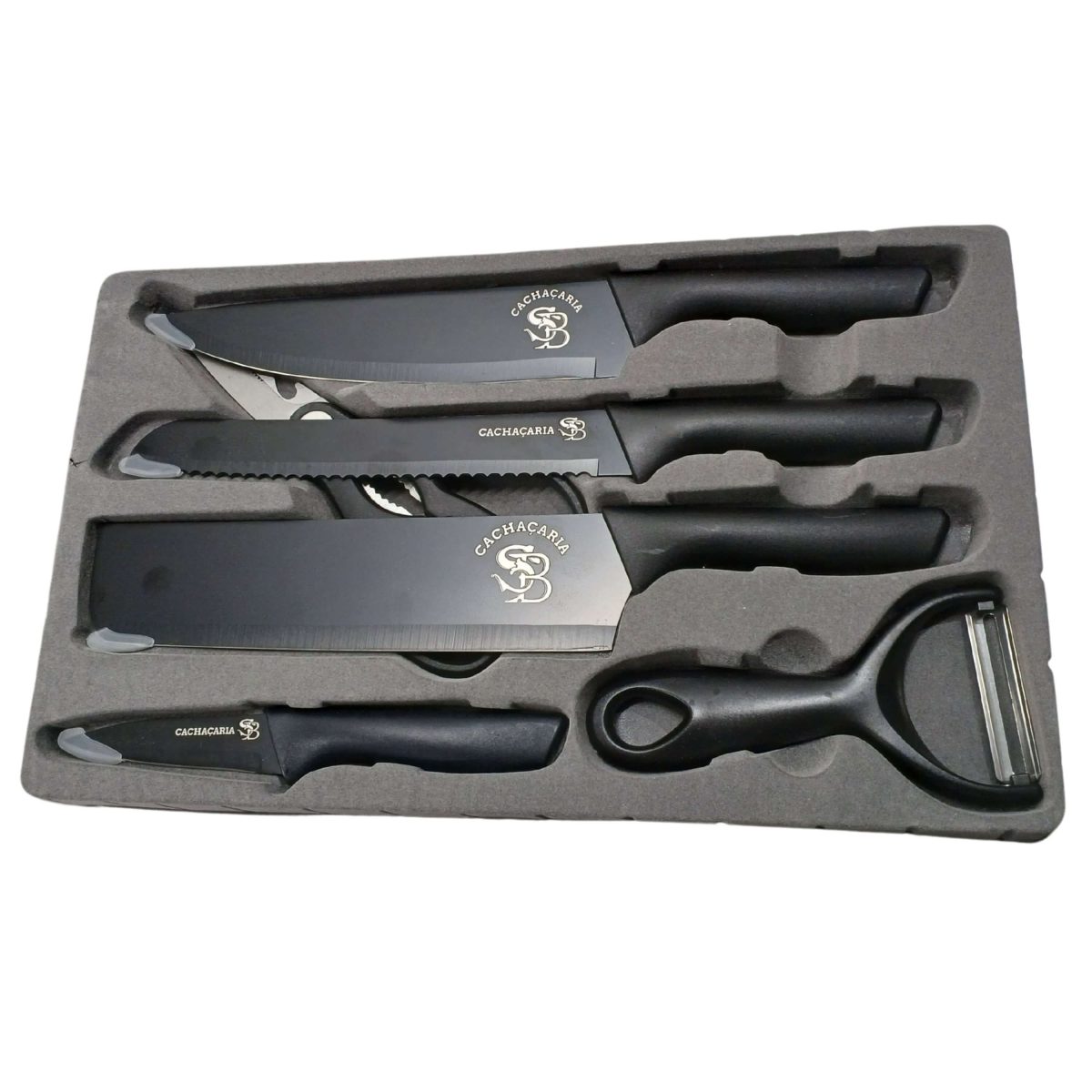 Kit Churrasco Facas Pretas Descascador Cutelo Faca Pão Atacado Importadora Personalizado a Laser