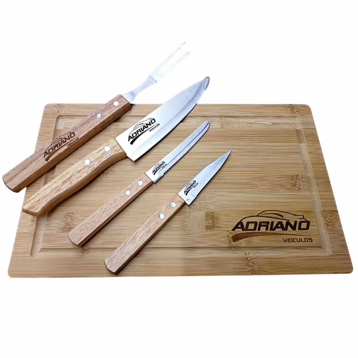 Kit Churrasco Personalziado com Tábua Estojo Facas Tesoura Brindes Atacado Fábrica 02250
