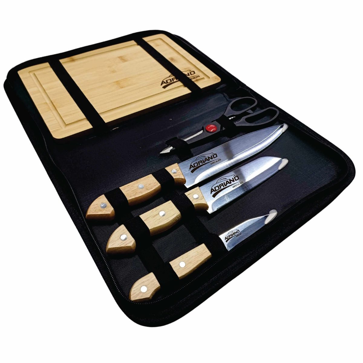 Kit Churrasco Personalziado com Tábua Estojo Facas Tesoura Brindes Atacado Fábrica 02250