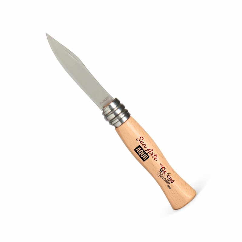 Canivete Madeira Personalizado Metal Inox Fábrica Brindes Caça Pesca