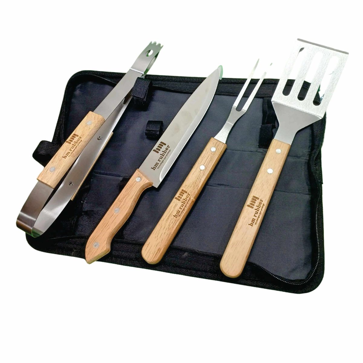 Kit Churrasc Faca Espatula Pegador Personalizado com Estojo Ref 08199 Atacado Fornecedor