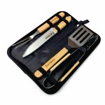 Kit churrasco garfo faca pegador espatula com estojo personalizado 8199