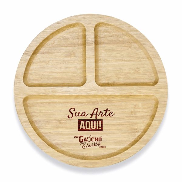 Petisqueira em Bambu Personalizada 3 Divisões Atacado Fábrica Brindes Distribuidora