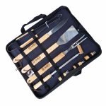 Kit Churrasco 9 Peças com Estojo Facas Espatula Pegador Garfinho Petiscos Chaira Personalziado Presente Evento Importadora