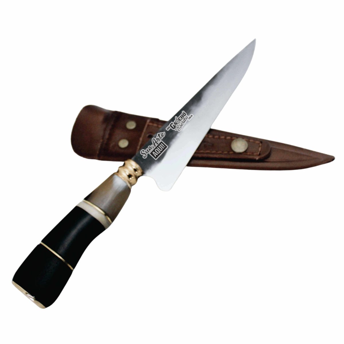 Faca Artesanal 7" Aço Carbobo Lâmina 7" Personalizada Cabo Chifre Madeira Osso Fábrica Cuteleiro Distribuidora Eventos