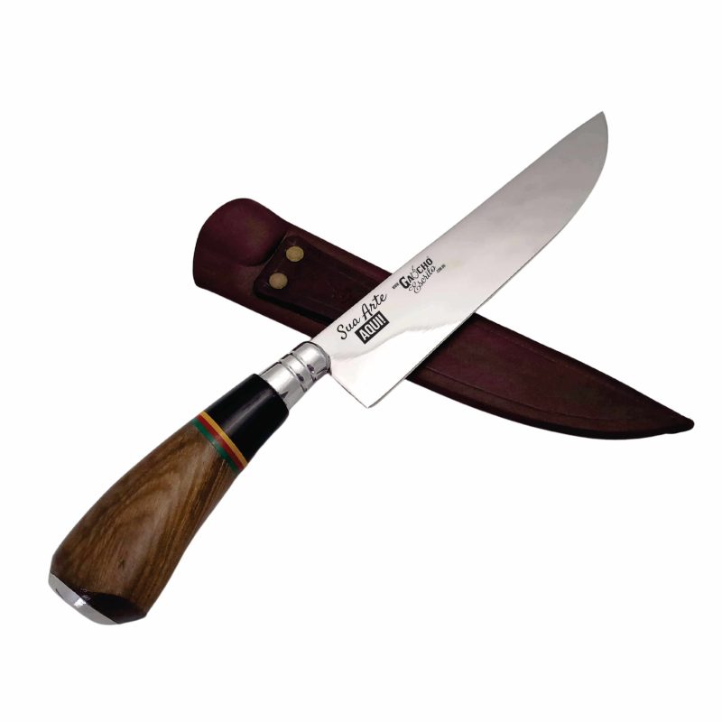 Faca Artesanal Inox 420 Lâmina 8" Cabo em Madeira e Chifre 3 Cores RS Fábrica Atacado Brindes Eventos Churrasco Presente DIa dos Pais