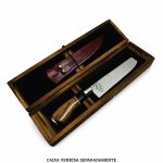 Faca Inox 8" Cabo em Madeira e Osso 3 Cores RS com Bainha em Couro - Imagem 6