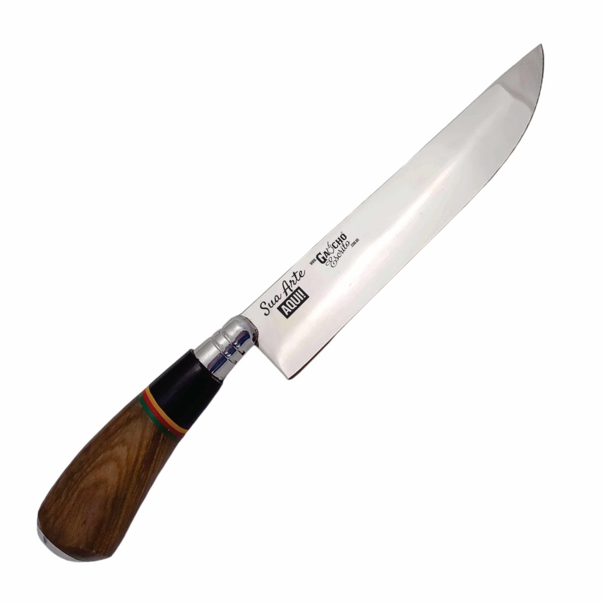 Faca Artesanal Inox 420 Lâmina 8" Cabo em Madeira e Chifre 3 Cores RS Fábrica Atacado Brindes Eventos Churrasco Presente DIa dos Pais