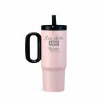 copo térmico inox 750ml com alça lateral ergonômica rosa brindes