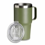 Caneca térmica personalizada em inox 700ml com pintura powder coat, alça ergonômica, tampa transparente e gravação a laser 04083 atacado distribuidora brindes