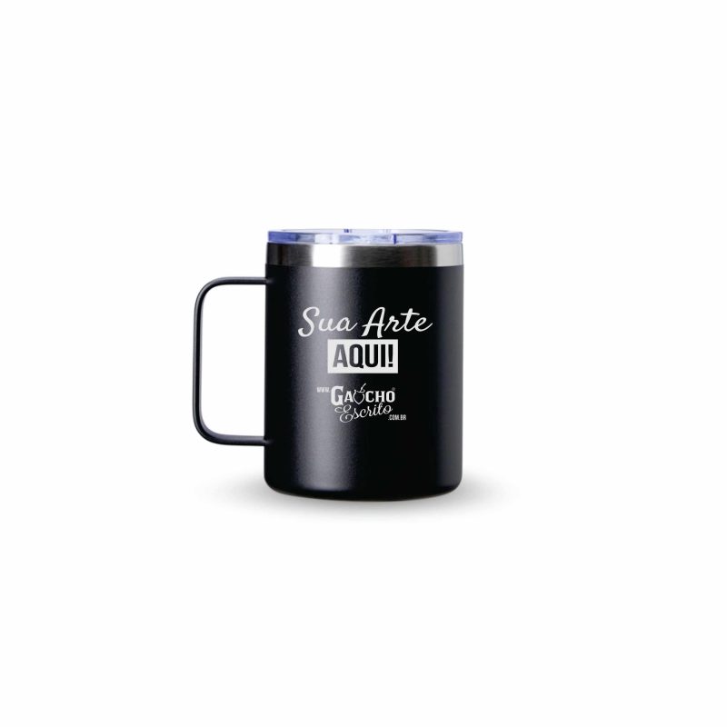 Caneca térmica em inox personalizada 350 ml com pintura powder coat e gravação a laser 06061B Brindes Café