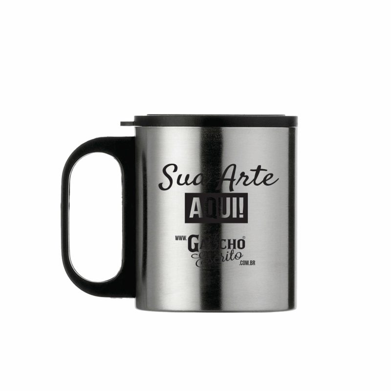 Caneca em inox 180 ml personalizada a laser com acabamento em aço escovado 7392 farmácia remédio