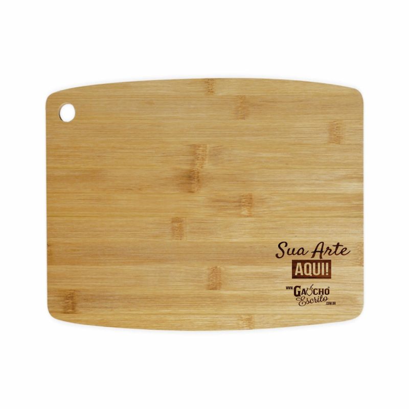 tábua de corte em bambu lisa personalizada a laser para cozinha e churrasco