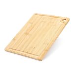 tábua de corte retangular em bambu com canaleta personalizada a laser para churrasco e cozinha