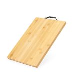 tábua de corte retangular em bambu personalizada a laser com alça lateral para churrasco e cozinha