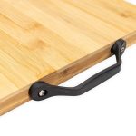tábua de corte retangular em bambu personalizada a laser com alça lateral para churrasco e cozinha