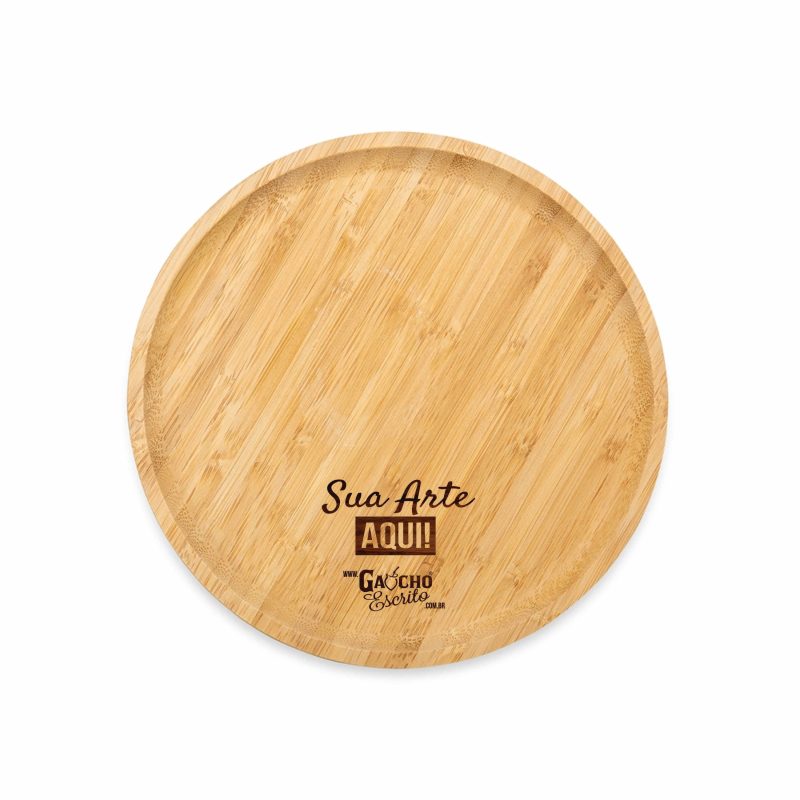petisqueira redonda bambu personalizada com gravação a lase