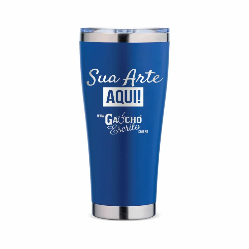 Copo Térmico 800 ml Inox Personalizado com Tampa 09242 Azul